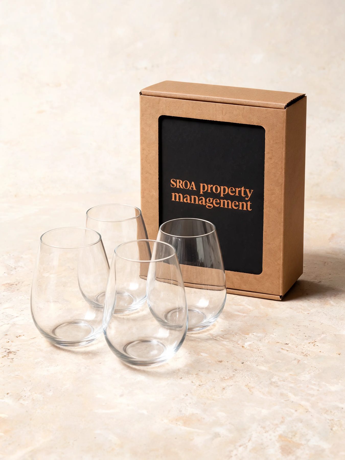 Stemless Wine Glasses, Set of Four